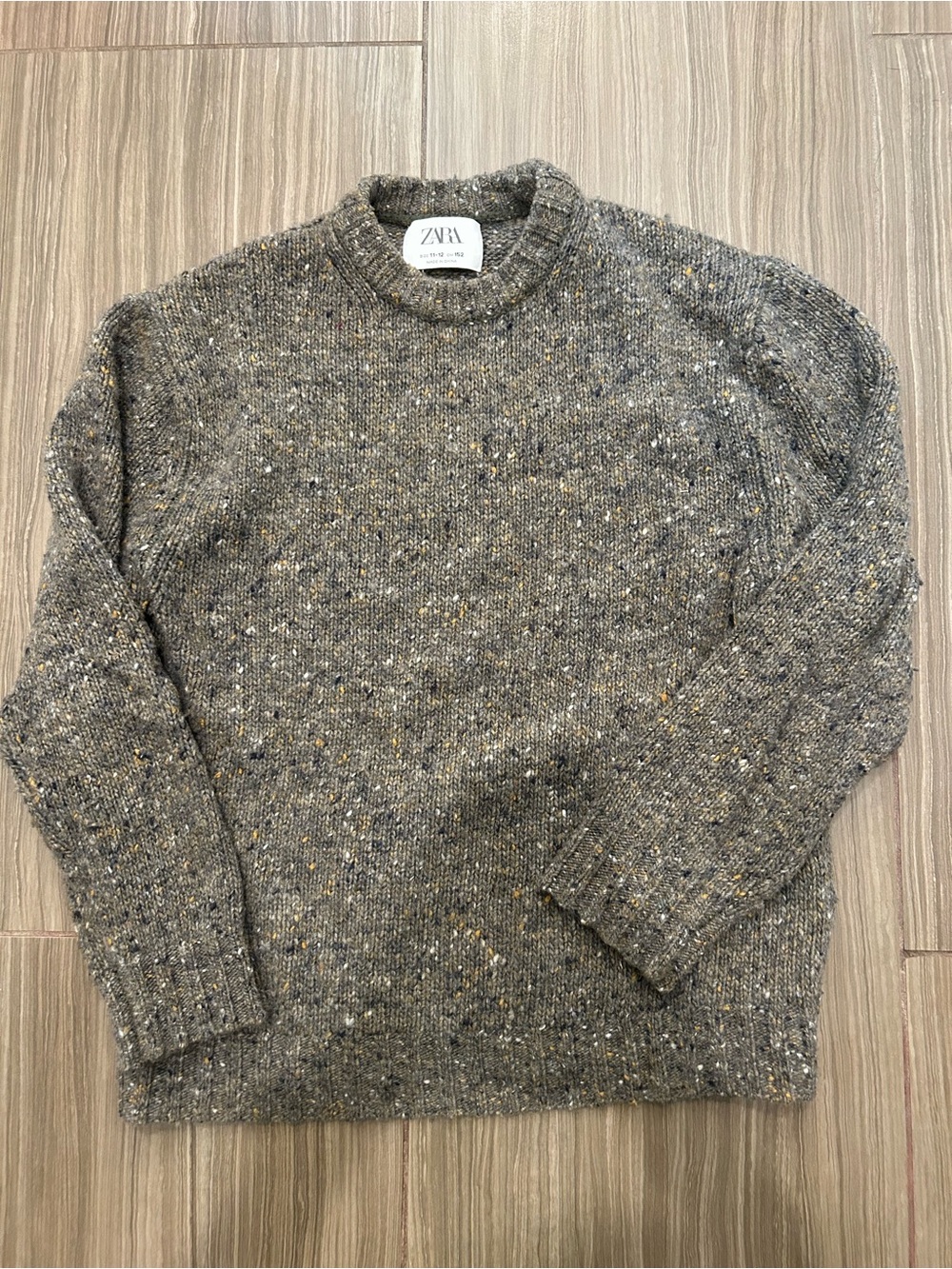 Zara Men's Flecked Taupe Crewneck Sweater